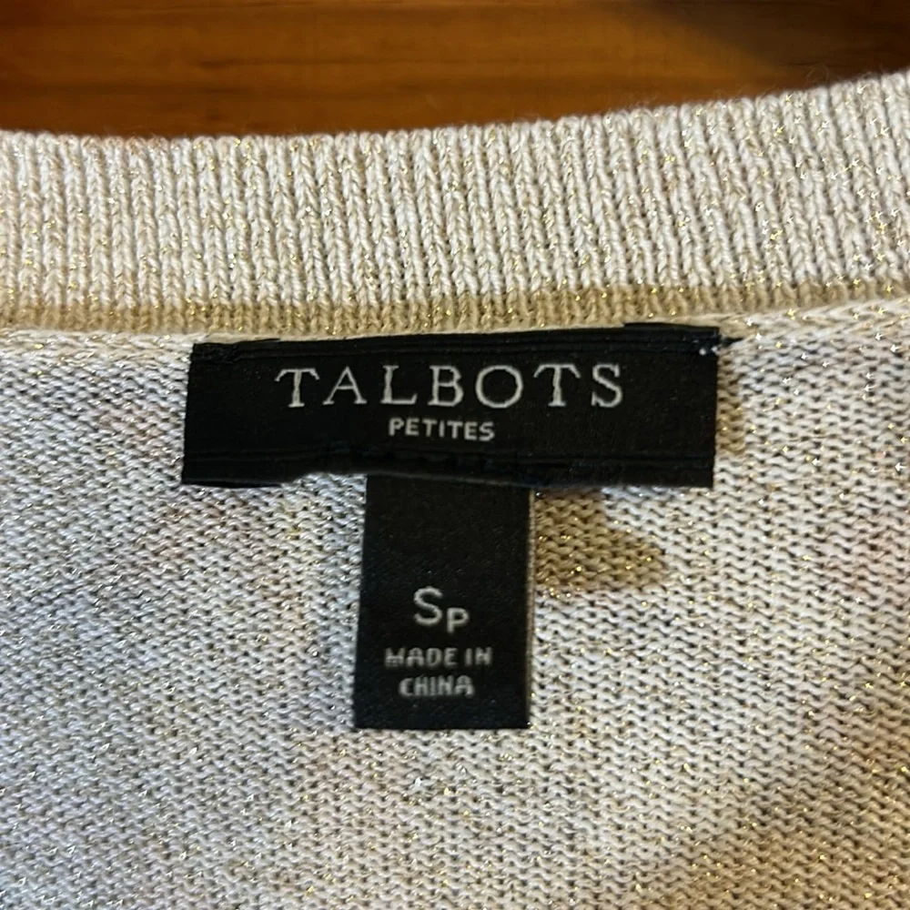 Talbot Women’s Classy Button Down Sweater W/Gold Speckles Size Sp-NWOTS_2